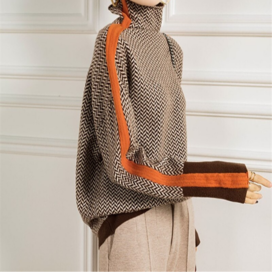Eleanor - Herringbone Luxe Turtleneck