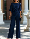 Lucretia | Women's Draped Asymmetrical Matching Set | Wide-Leg Pants