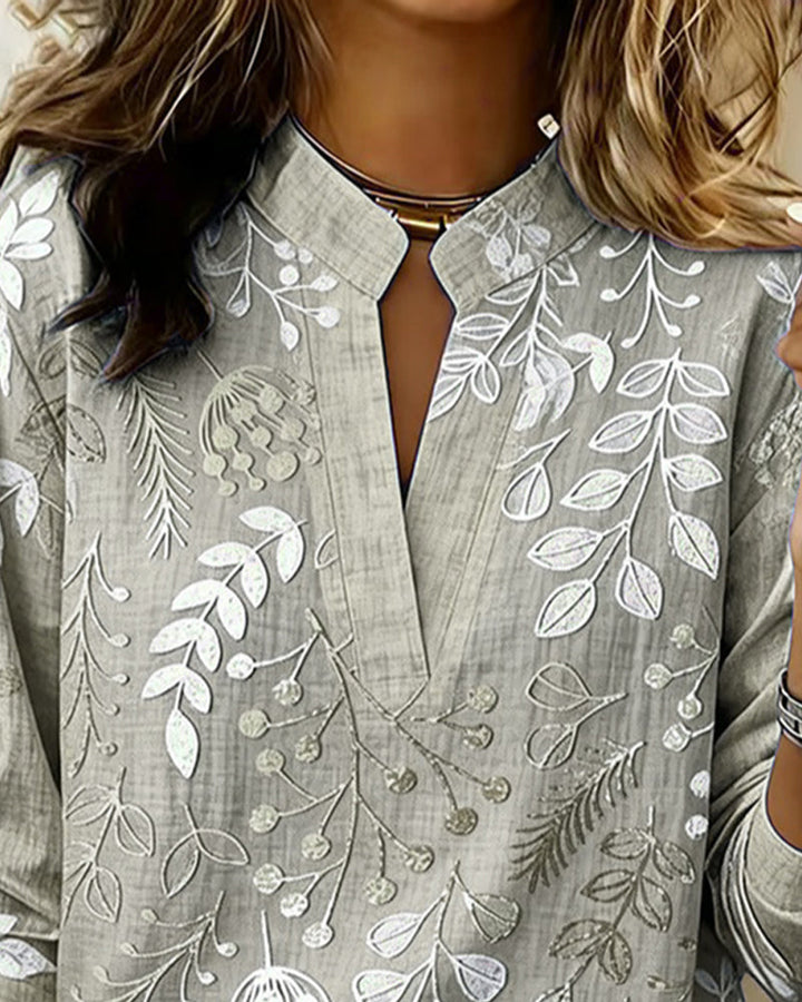 Primrose | Women's Floral Print V-Neck Blouse | Long Sleeve