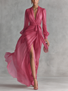 Isabella | Women's Chiffon V-Neck Tie Waist Maxi Dress