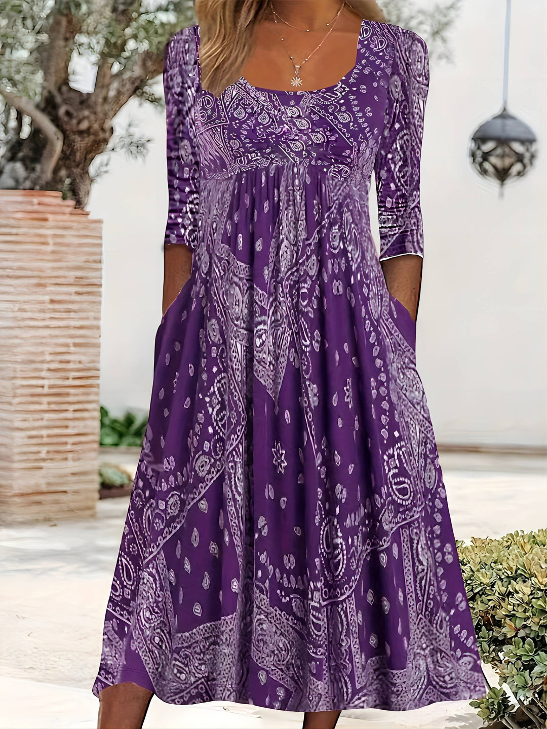 ELOWEN | CASUAL LONG SLEEVE MIDI DRESS