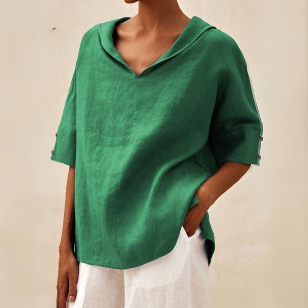 Lilia - Elegant V-Neck Work Pullover Top