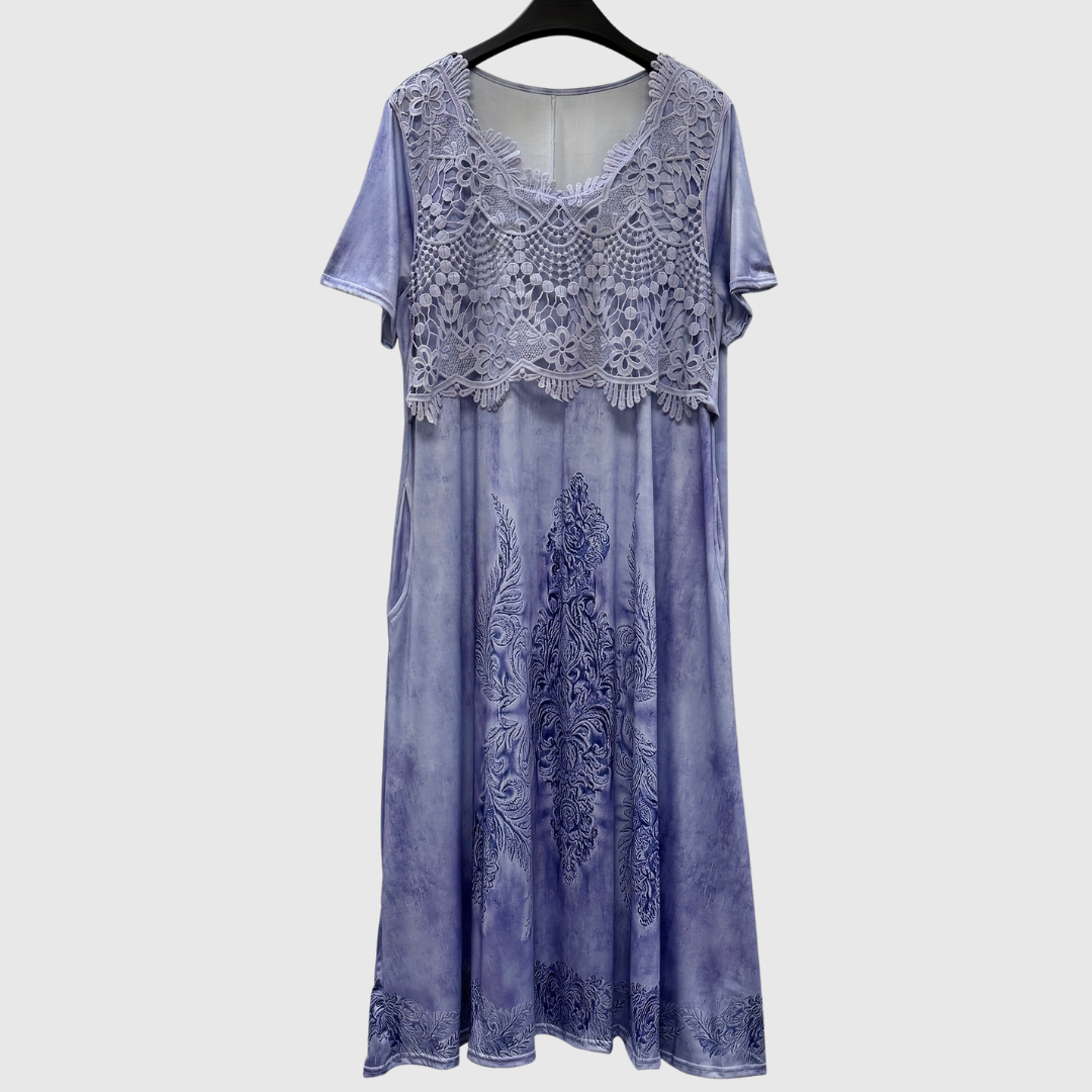 INDIGO | ELEGANT FLORAL MIDI DRESS