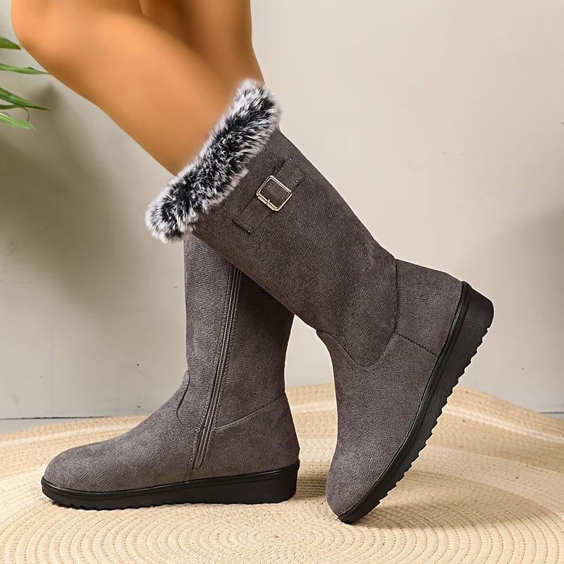 Katherine | Women's Fur-Trimmed Tall Winter Boots | Buckle