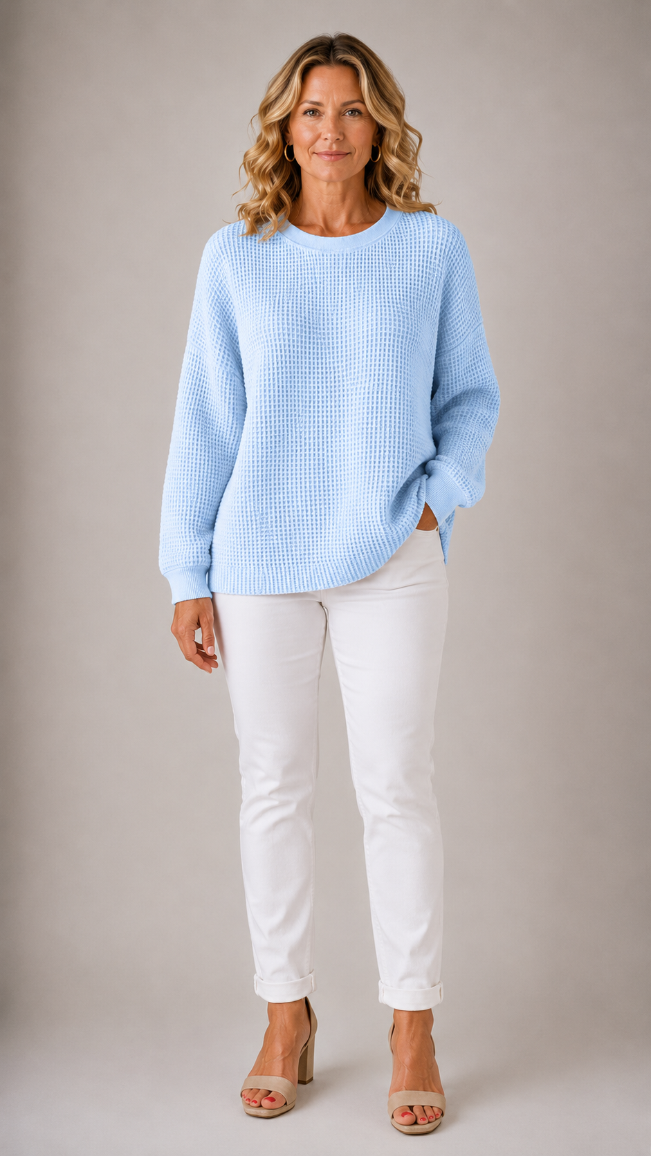 Scarlet Cozy Waffle Knit Sweater