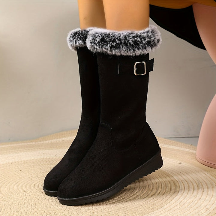 Katherine | Women's Fur-Trimmed Tall Winter Boots | Buckle