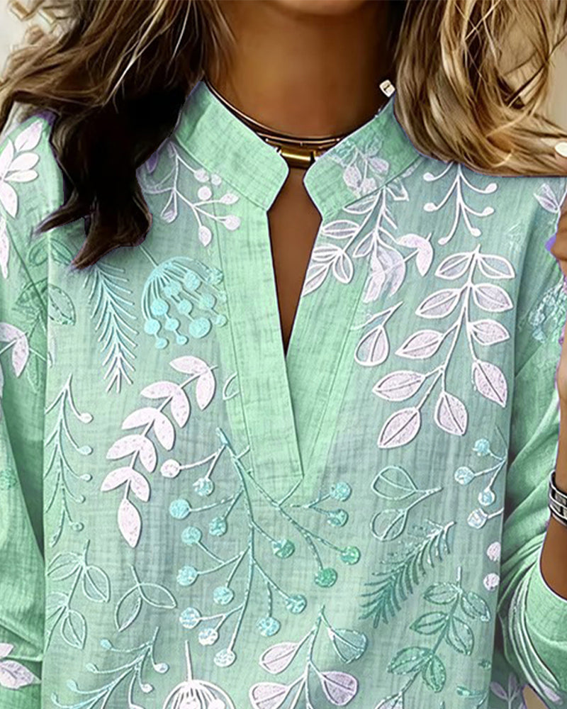 Primrose | Women's Floral Print V-Neck Blouse | Long Sleeve