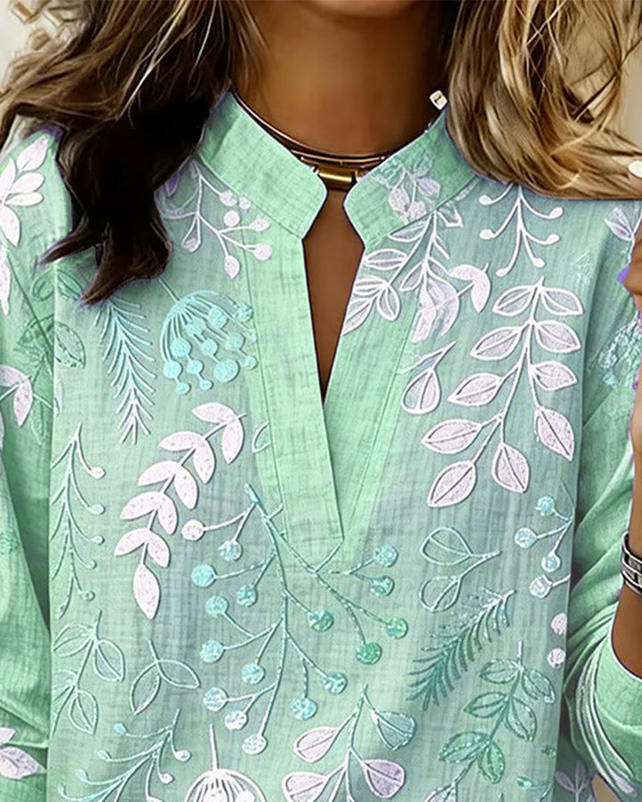 Primrose | Women's Floral Print V-Neck Blouse | Long Sleeve