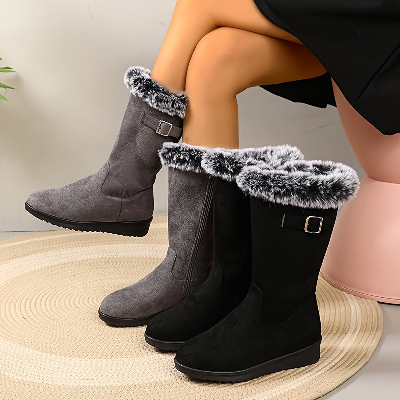 Katherine | Women's Fur-Trimmed Tall Winter Boots | Buckle