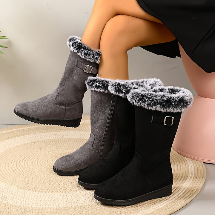Katherine | Women's Fur-Trimmed Tall Winter Boots | Buckle