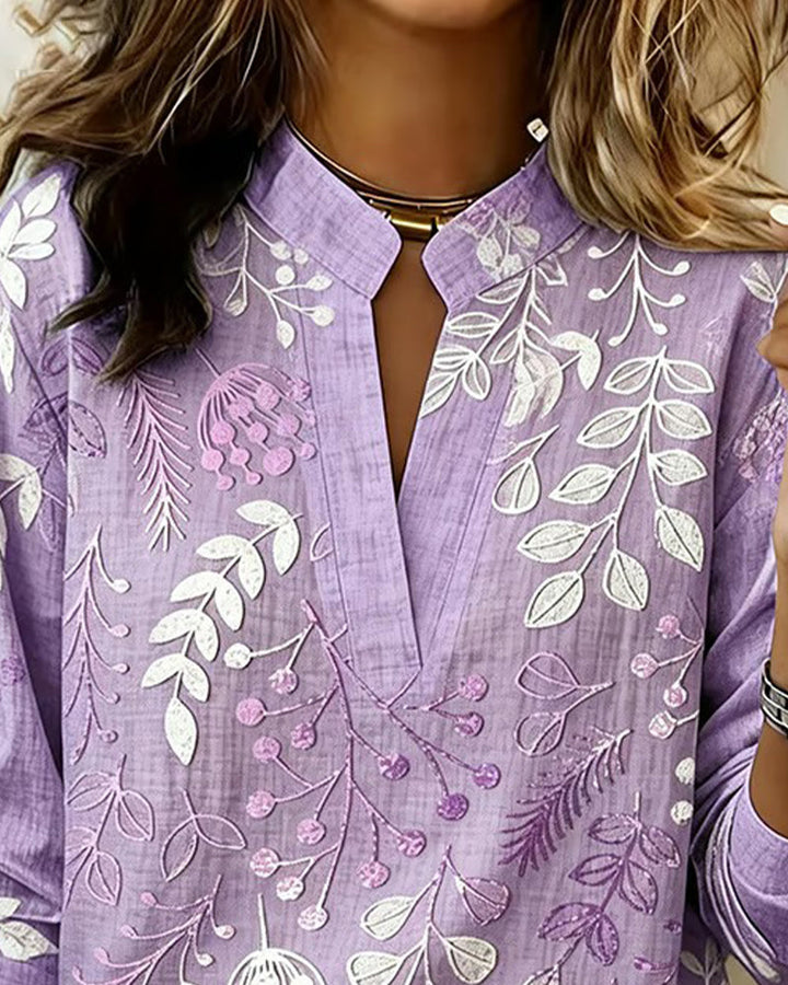 Primrose | Women's Floral Print V-Neck Blouse | Long Sleeve