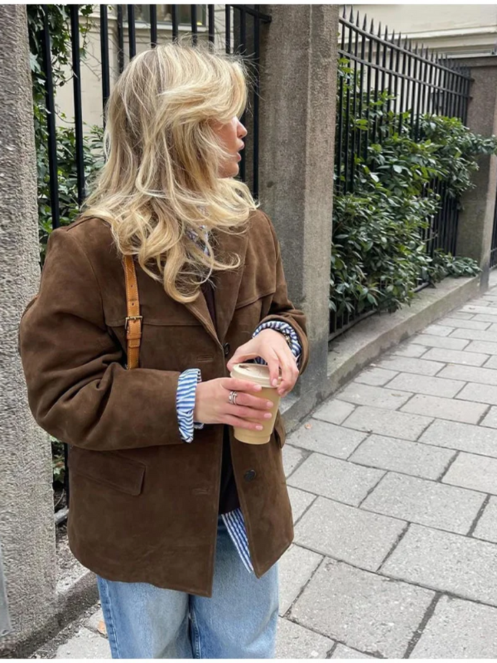 Mira™ | Oversized Trench Coat in Luxurious Suede Look