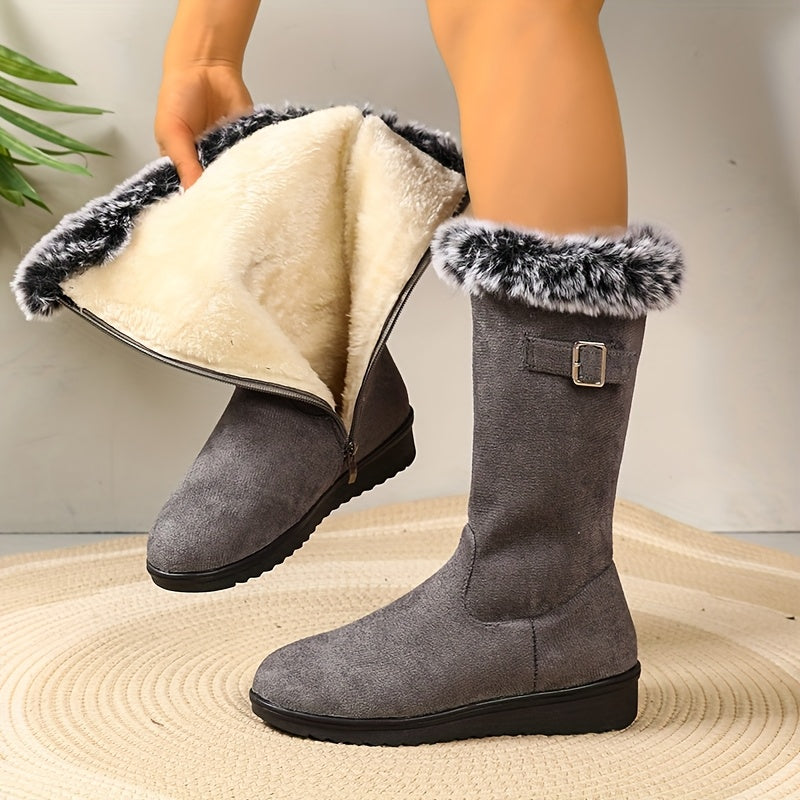 Katherine | Women's Fur-Trimmed Tall Winter Boots | Buckle