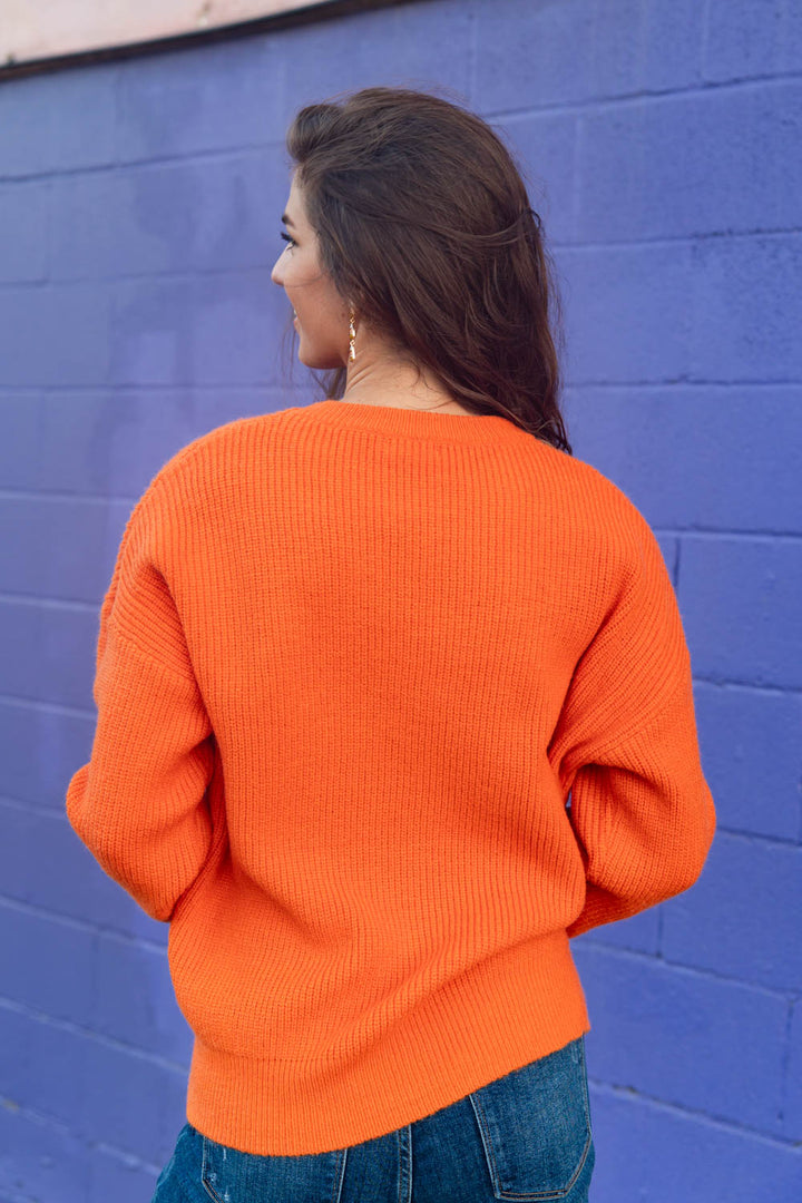 Pumpkin Kisses Ribbed Gingham Patchwork Jack-o-Lantern Halloween Sweater