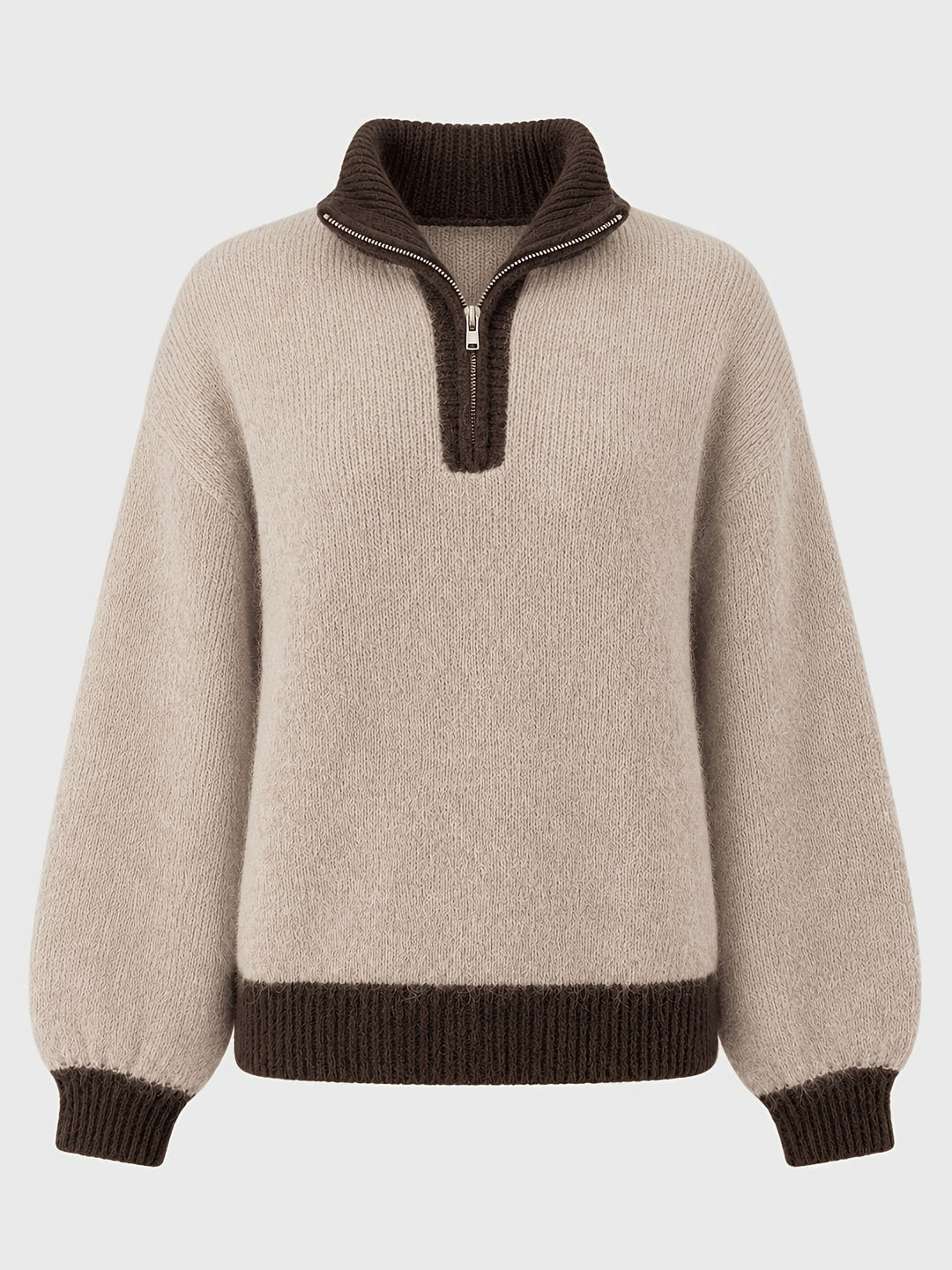 Freya | Women's Quarter-Zip Sweater | Balloon Sleeve