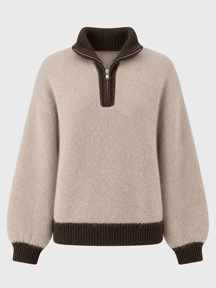 Freya | Women's Quarter-Zip Sweater | Balloon Sleeve
