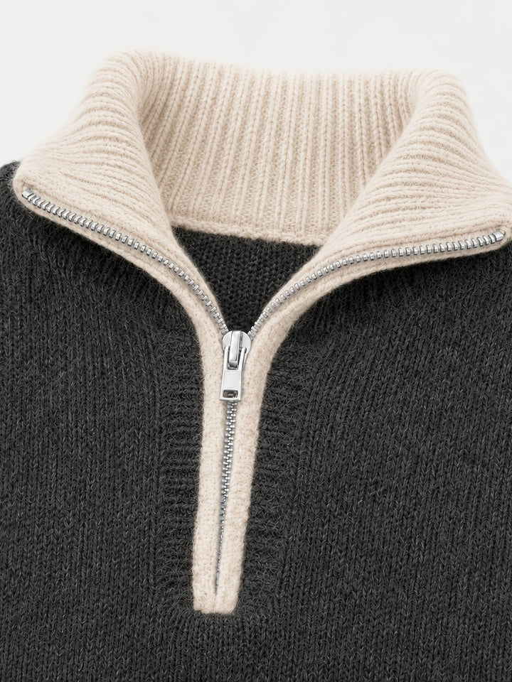 Freya | Women's Quarter-Zip Sweater | Balloon Sleeve