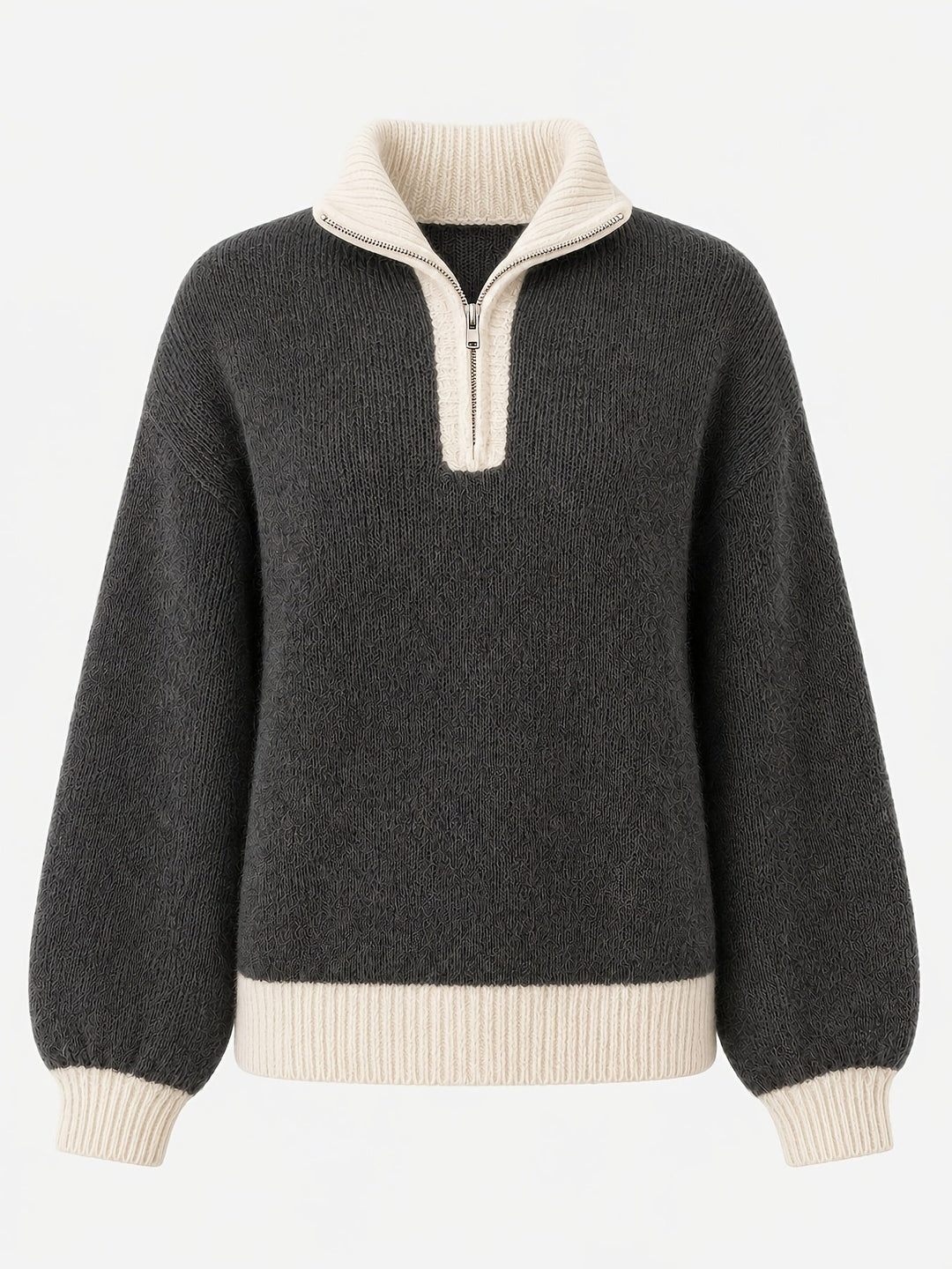 Freya | Women's Quarter-Zip Sweater | Balloon Sleeve