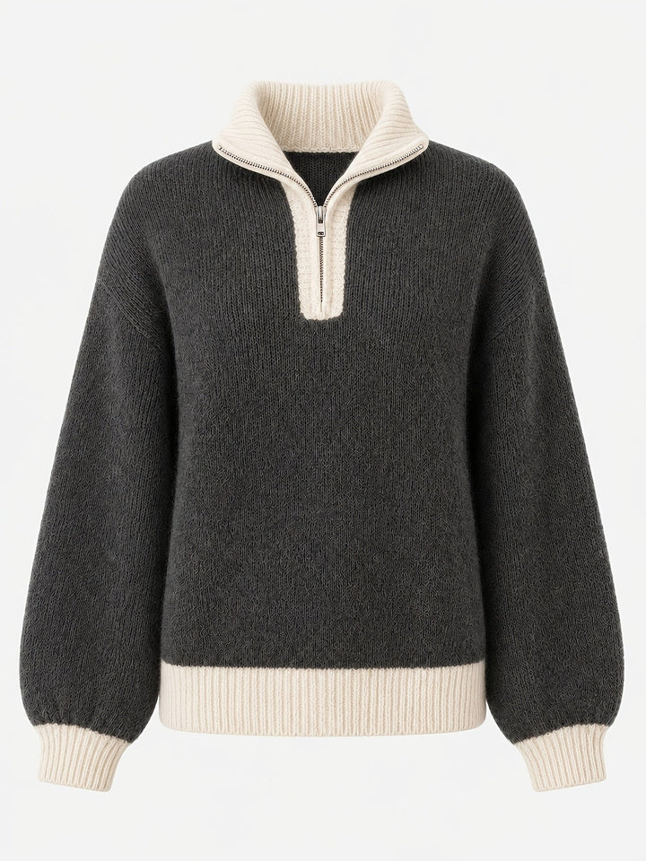Freya | Women's Quarter-Zip Sweater | Balloon Sleeve