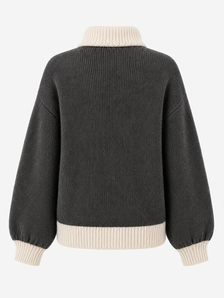 Freya | Women's Quarter-Zip Sweater | Balloon Sleeve