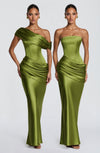 Daphne | Women's Evening Satin Corset Maxi Dress