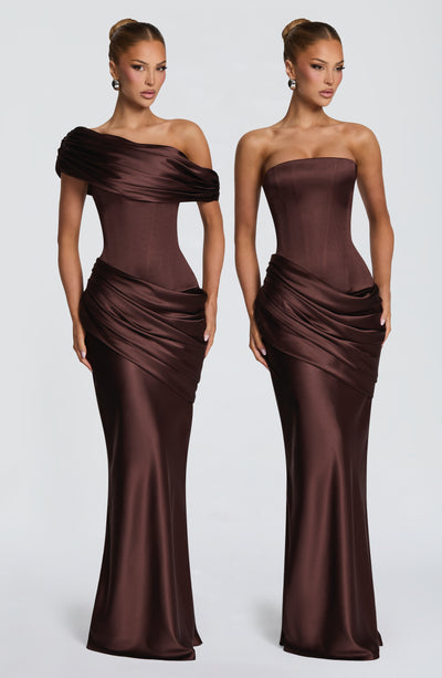 Daphne | Women's Evening Satin Corset Maxi Dress
