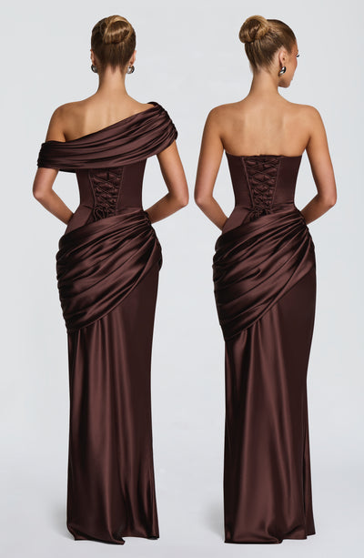 Daphne | Women's Evening Satin Corset Maxi Dress
