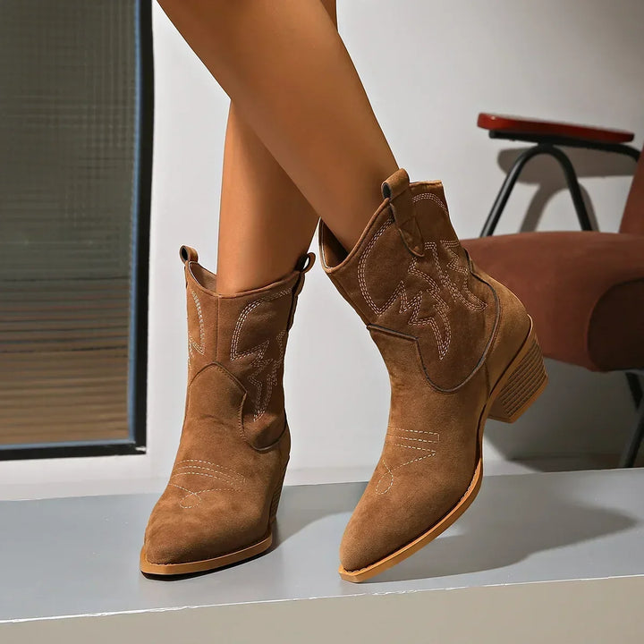 Embroidered Pointed Toe Boots for Women – Stylish & Comfortable