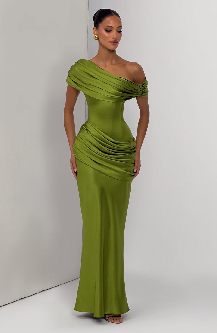 Daphne | Women's Evening Satin Corset Maxi Dress