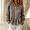 Lunavelle | Women's Pintuck Peplum Blouse | Button-Up
