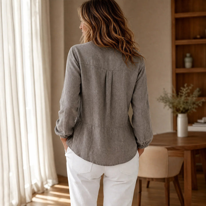 Lunavelle | Women's Pintuck Peplum Blouse | Button-Up