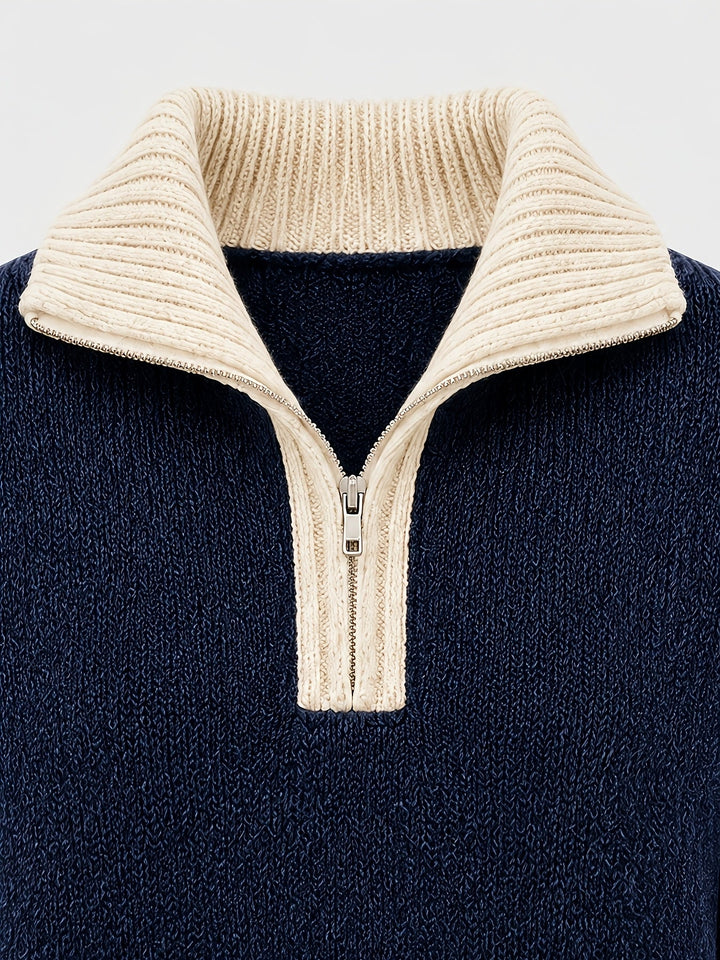 Freya | Women's Quarter-Zip Sweater | Balloon Sleeve