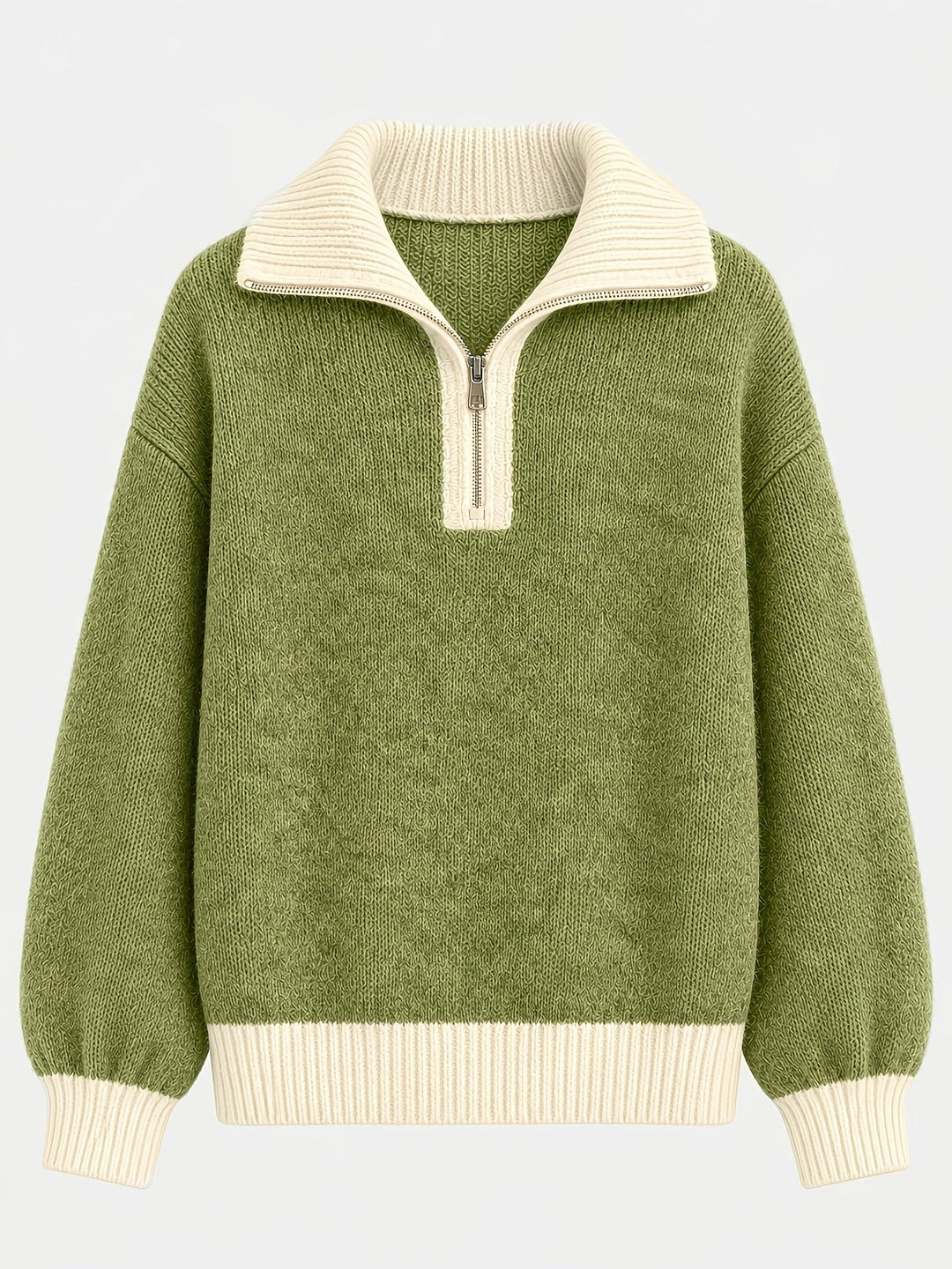 Freya | Women's Quarter-Zip Sweater | Balloon Sleeve