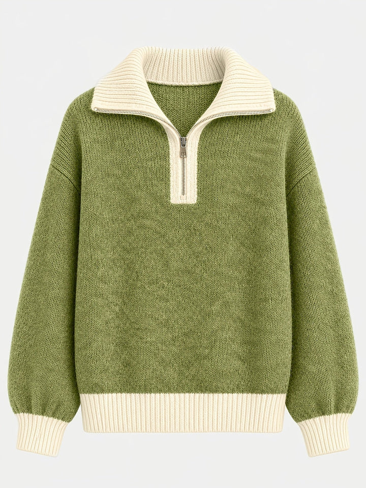 Freya | Women's Quarter-Zip Sweater | Balloon Sleeve