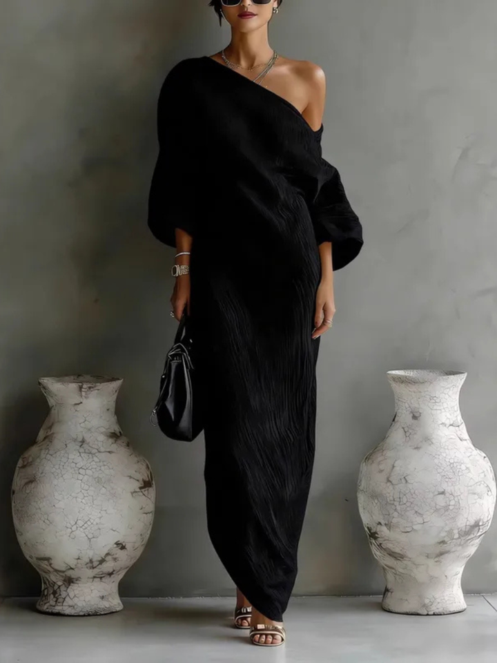Nelle | Women's One-Shoulder Evening Dress | Long Sleeve Maxi
