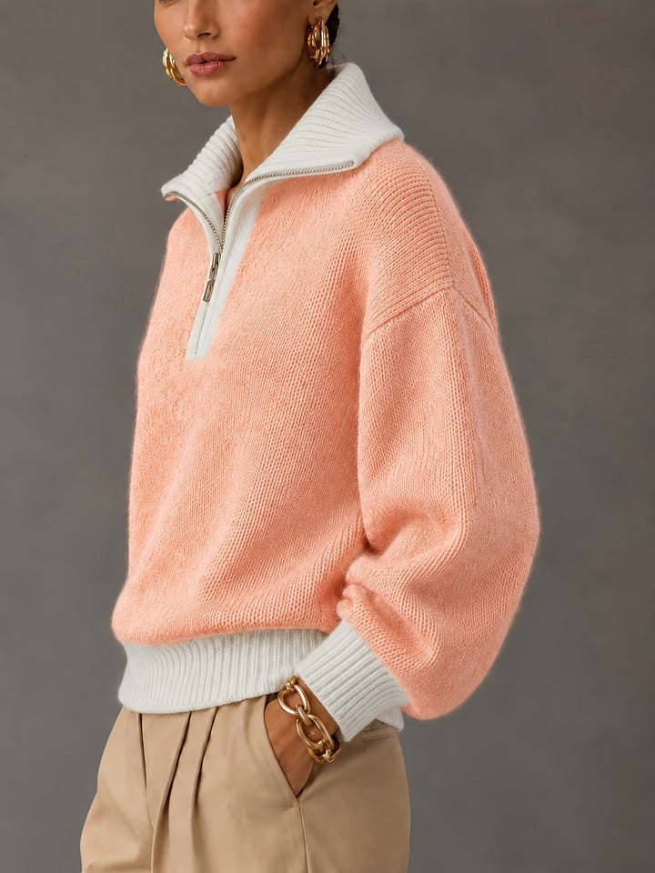 Freya | Women's Quarter-Zip Sweater | Balloon Sleeve
