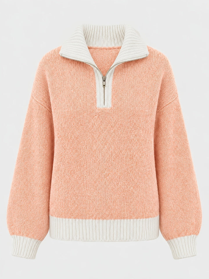 Freya | Women's Quarter-Zip Sweater | Balloon Sleeve