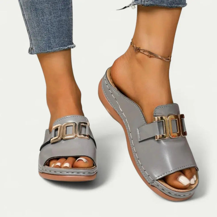 Comfortable Slip On Sandals for Women with Chain Detail