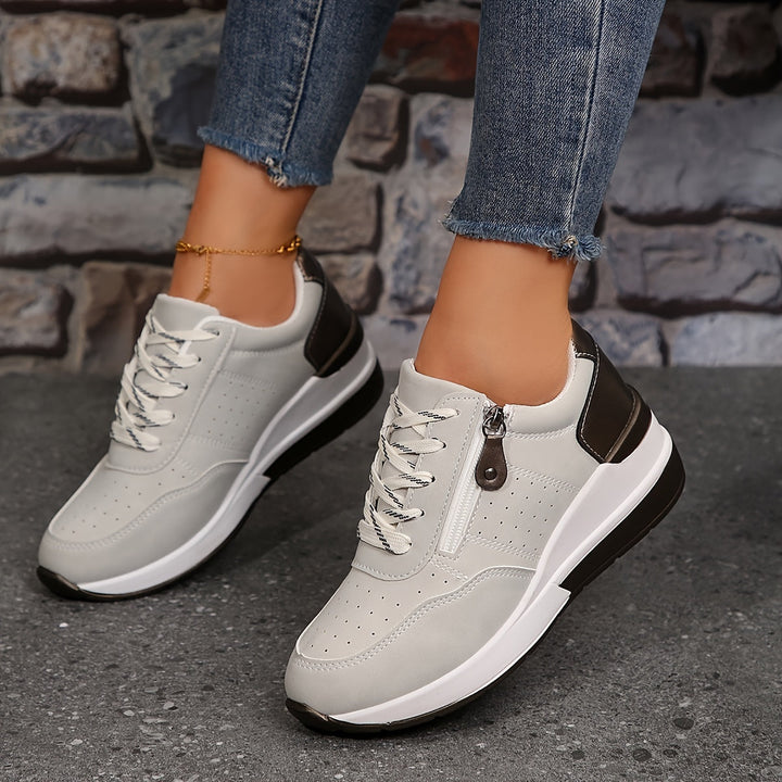 Cushioned Low-Top Sneakers for Women – Zipper Accent Design