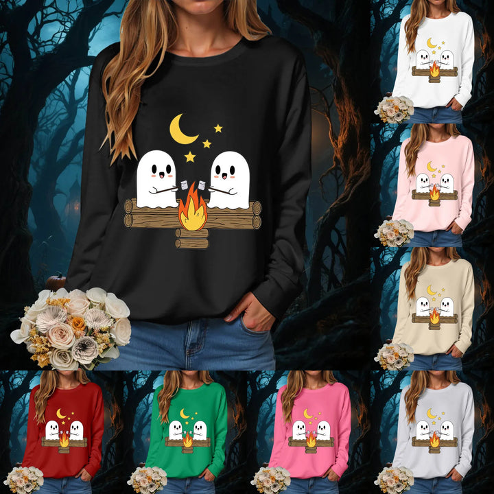 Women's Halloween Print Funnel Neck Sweatshirt