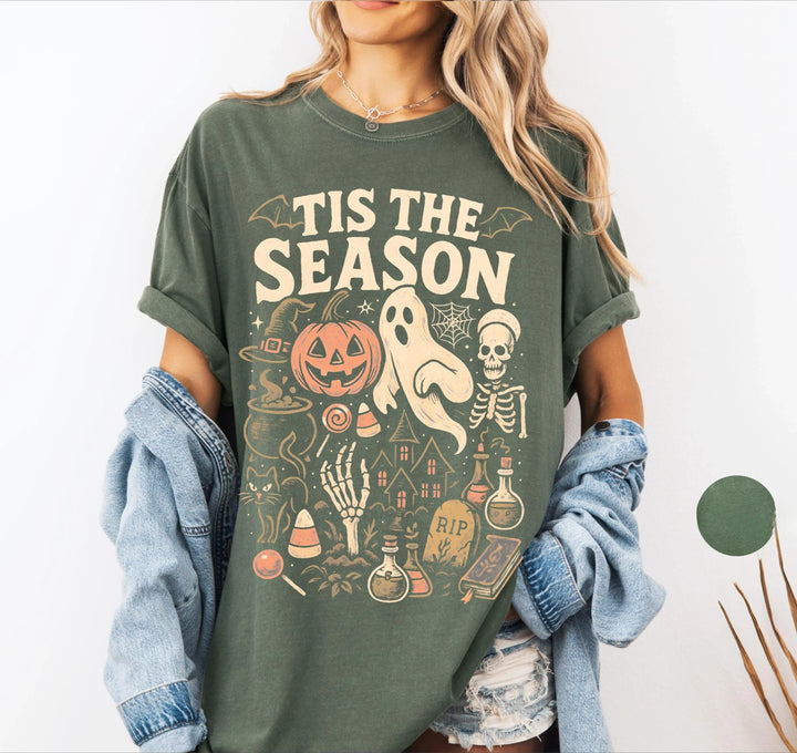 Vintage "It's The Season" Halloween Skeleton Pumpkin T-Shirt