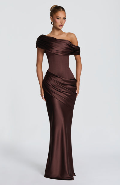 Daphne | Women's Evening Satin Corset Maxi Dress