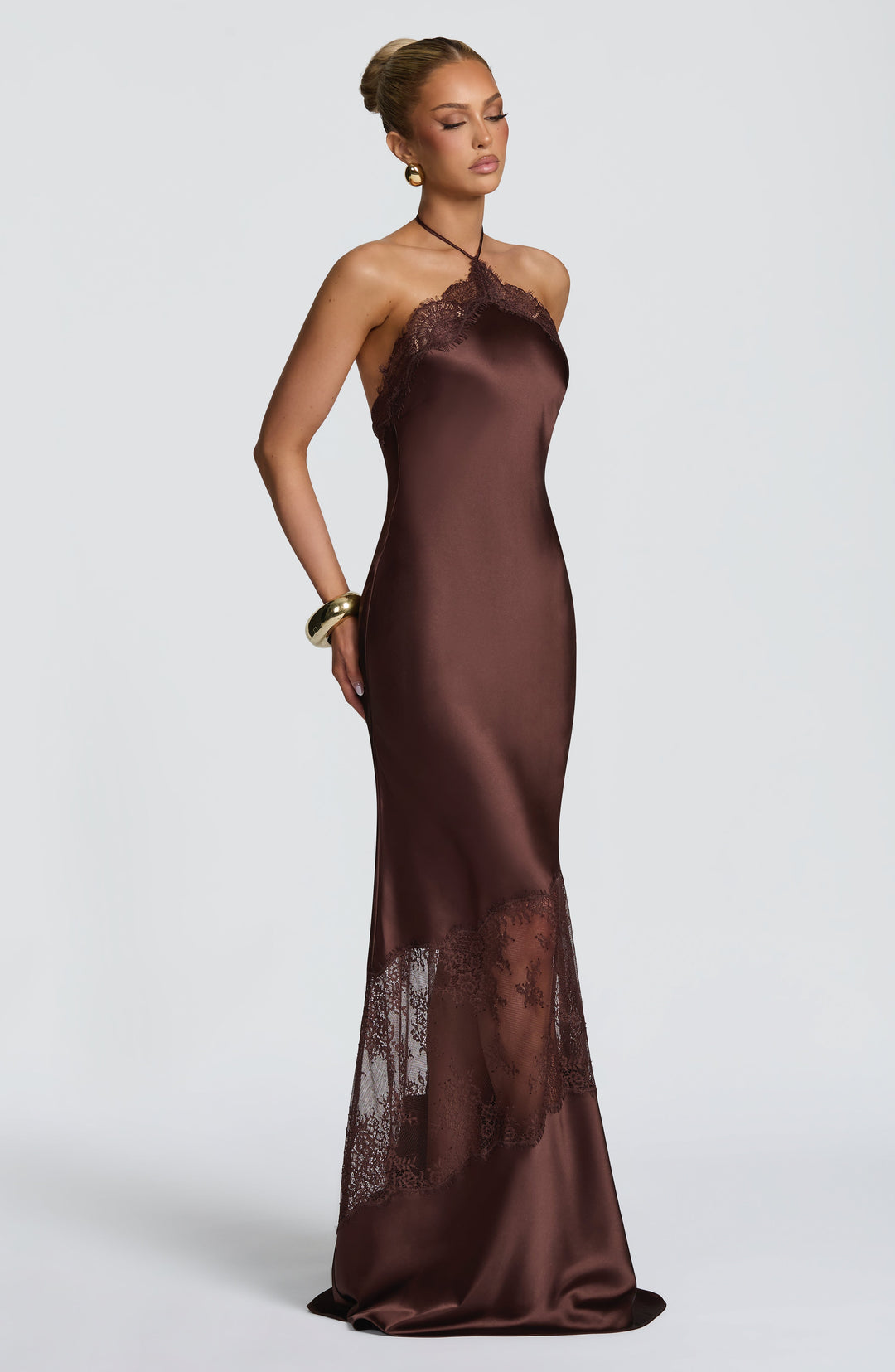 Zara | Women's Elegant Satin Flare Maxi Dress