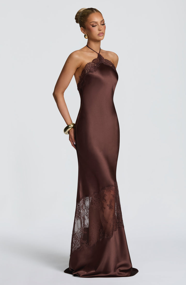 Zara | Women's Elegant Satin Flare Maxi Dress