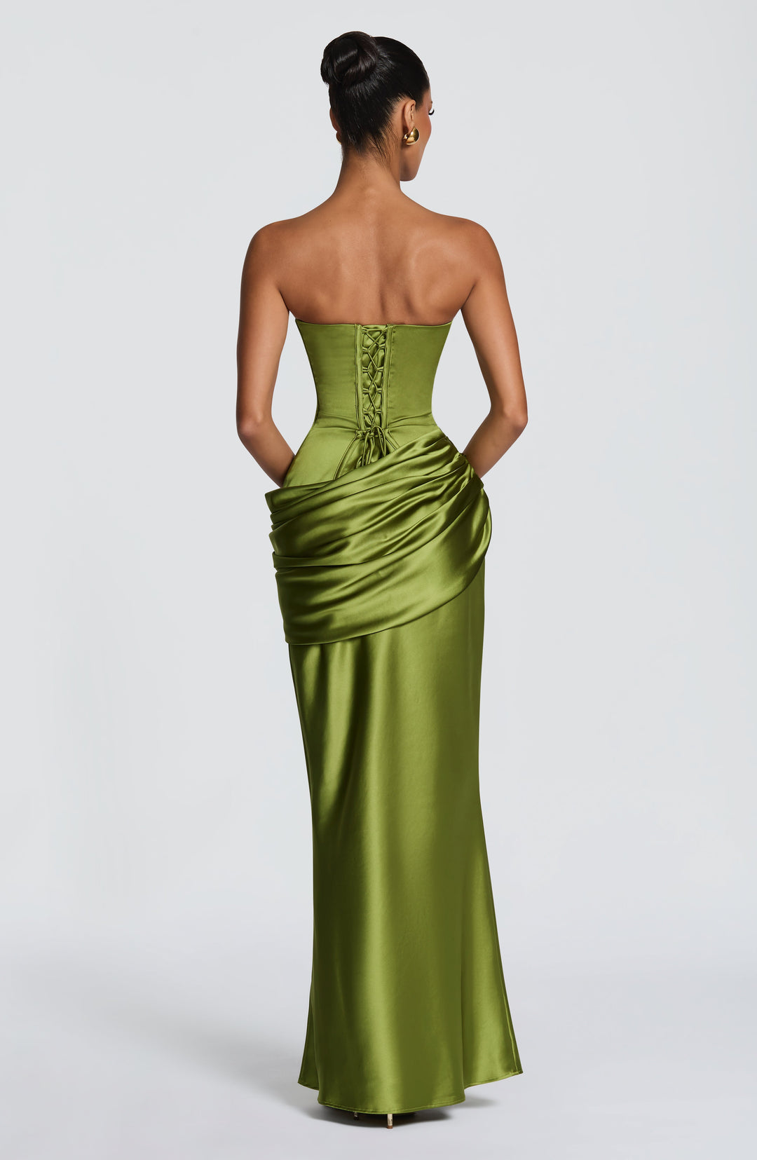 Daphne | Women's Evening Satin Corset Maxi Dress
