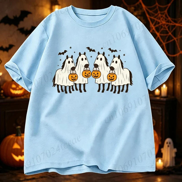 Women's Halloween Horse Graphic Funny T-Shirt