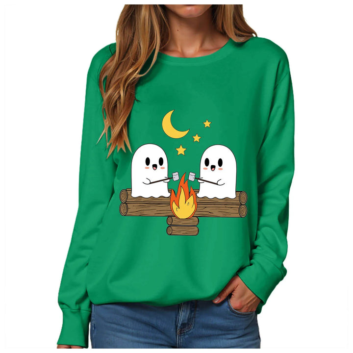 Women's Halloween Print Funnel Neck Sweatshirt