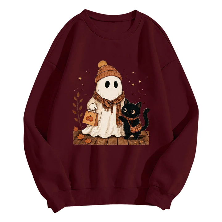 Women's Halloween Colorblock Sleeve Crewneck Sweatshirt