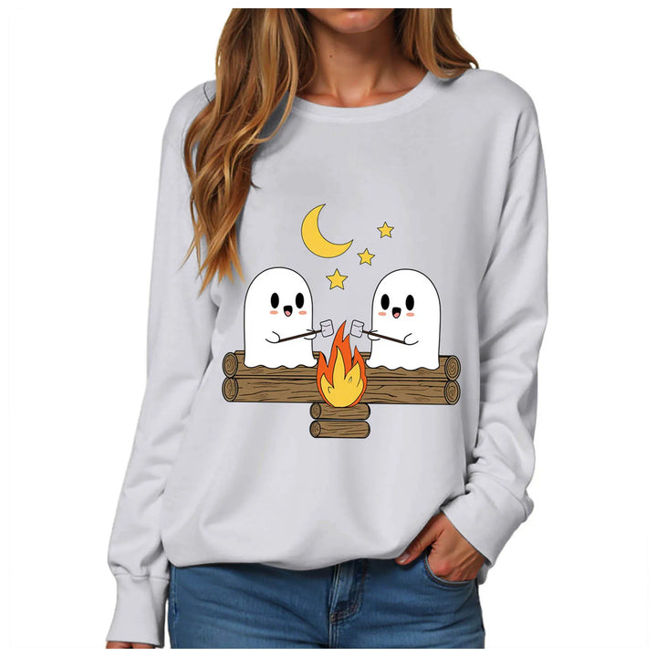 Women's Halloween Print Funnel Neck Sweatshirt