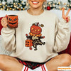Spooky Pumpkin Head & Skeleton Clown Halloween Fleece Sweatshirt | Casual Trick-or-Treat Pullover